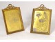 Pair of Louis XVI photo holder frames in gilded brass Napoleon III nineteenth crown