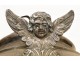 Lustre pilot of church silver and bronze Putti Cherubs 19th