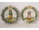 Pair of earthenware plates Henriot HR Quimper Breton Breton coat of arms XIXth