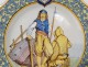 Earthenware plate Quimper Porquier-Beau Bretonne child La Feuillée XIXth