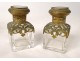 Odor cellar perfume bottles box inlaid brass Grand Tour XIXth