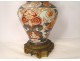 Covered pot lamp oil porcelain Imari Japan herons flowers bronze nineteenth