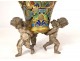 Small bronze cloisonné enamel vase Love cherubs putti nineteenth century