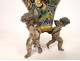 Small bronze cloisonné enamel vase Love cherubs putti nineteenth century