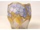 Small enamelled glass vase Montjoye purple flowers gilding Art Nouveau nineteenth