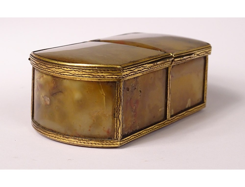 Small box double agate box gilded brass Restoration XIXth