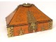 Indo-Portuguese travel box painted wood XIXth century bronze fittings