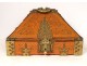 Indo-Portuguese travel box painted wood XIXth century bronze fittings