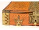 Indo-Portuguese travel box painted wood XIXth century bronze fittings