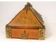 Indo-Portuguese travel box painted wood XIXth century bronze fittings