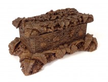 Box carved wood box Black Forest foliage ferns pine cones nineteenth