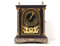 Religious clock blackened wood Boulle Raingo Brothers 19th century bronze marquetry