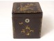 Lacquered wood tea box Japan bird butterfly flowers early 20th century