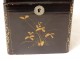 Lacquered wood tea box Japan bird butterfly flowers early 20th century