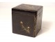 Lacquered wood tea box Japan bird butterfly flowers early 20th century