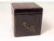 Lacquered wood tea box Japan bird butterfly flowers early 20th century