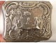 Snuffbox silver metal player characters cards flowers 19th century