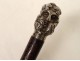 Dagger sword cane with pommel system 6 faces silvered bronze XIXth