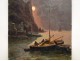 HSP Painting Marine Moonlight Fountain Douelan 20th Finistère