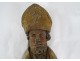 Polychrome carved wood statue Breton bishop Saint Brittany XVIIth century