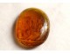 Roman oval intaglio amber figures ancient women lion statue