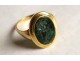 Solid gold ring Roman intaglio emerald character profile god Apollo