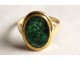 Solid gold ring Roman intaglio emerald character profile god Apollo