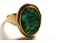 Solid gold ring Roman intaglio emerald character profile god Apollo