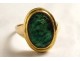 Solid gold ring Roman intaglio emerald character profile god Apollo