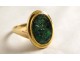 Solid gold ring Roman intaglio emerald character profile god Apollo