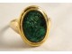 Solid gold ring Roman intaglio emerald character profile god Apollo