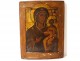 Russian Orthodox Polychrome Wood Icon Our Lady Smolensk Virgin Jesus Nineteenth