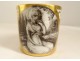 Paris porcelain cup saucer grisaille gilding young woman Empire XIXth