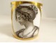 Paris porcelain cup saucer grisaille gilding young woman Empire XIXth