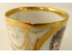 Paris porcelain cup saucer grisaille gilding young woman Empire XIXth