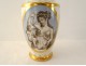 Paris porcelain cup saucer grisaille gilding young woman Empire XIXth