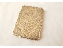 English sterling silver card holder Birmingham flowers monogram 58.55gr 1900