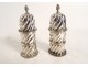 Pair of English solid silver shakers London Gibson &amp; Langman XIXth