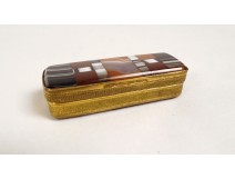 Small rectangular box marquetry agate gilded brass XIXth century