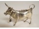 Small German solid silver cow bell cream jar 108.29gr late 19th century