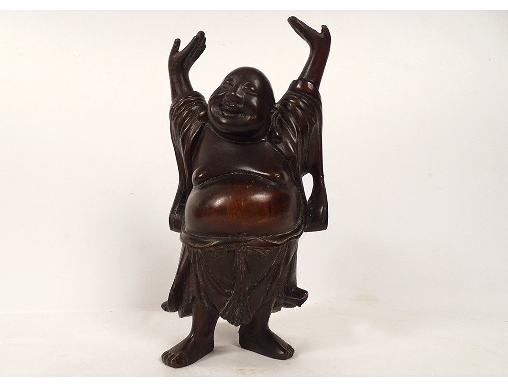 Statue Bouddha Rieur en Bois - Debout - 30cm - Yogazen