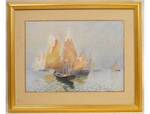 Marine View of Venice watercolor Noradino Zapparoli 20th