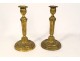 Paire bougeoirs Louis XVI bronze doré flambeaux candlesticks XVIIIè siècle