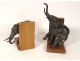 Pair of bookends elephant sculptures Ary Bitter bronze Art Deco 20th century