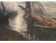 Etching engraving marine landscape boat fisherman Britain A.Lafitte 20th