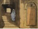 Woman orientalist watercolor 19th Maghreb Africa