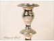 Pair of Candlesticks Bronze Silver Flowers Food 19th