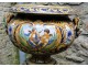 Pair of gardening column Nevers faience Montagnon NAPIII 19th