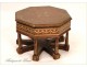 Octagonal pedestal cabinet leather gilt iron NAPIII 19th