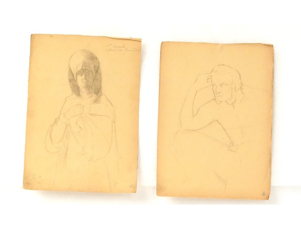 Carnet Dessins Fusains Portraits Paysages Etudes Peintre Eugène FOREL XIXè